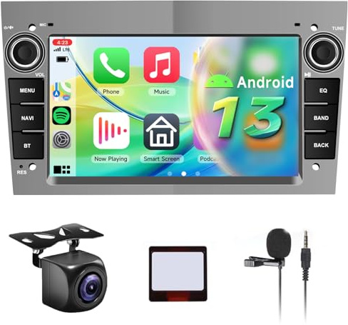 【8 Kern 4+64G】 Hodozzy Carplay Autoadio für Opel Astra Meriva Zafira mit Navi/WiFi, 7 Zoll Opel Autoradio Bluetooth mit Android Auto/Mirror Link/32 EQ/FM/RDS/SWC/WiFi+Rückfahrkamera, Grau