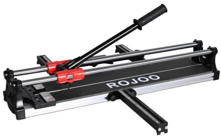 ROJOO 24 inch Double Guide Rails Manual Tile Cutting Machine Wide Aluminum Bottom Plate Ceramic Porcelain Floor Tile Cutter Heavy Duty 600mm/60cm R2818T060