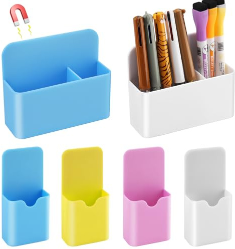 Wozzies 6 Stück Magnetischer Stiftehalter, WhiteboardStifthalter, Stifte Organizer, Magnetisch Markerhalterung, für Whiteboard, Kühlschrank, Schule Büro