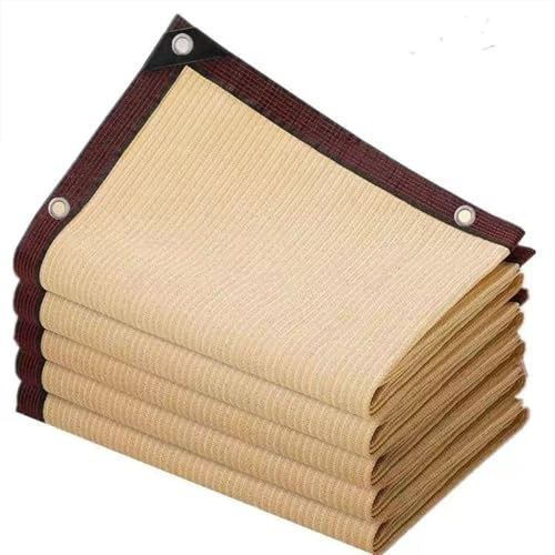 Tessuto parasole in rete beige, 6 x 10 m, con occhielli, protezione UV per serre, giardini, coperture per piante, pollai e cucce, telo ombreggiante resistente per piante di pomodoro