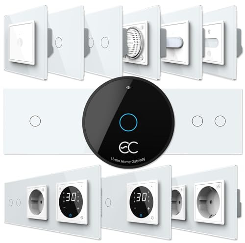 WLAN EC Schuko Steckdose Touch Lichtschalter Dimmer Wechselschalter Rollladenschalter | Glas Panel Glasrahmen | App Steuerung (EC Wechsel-/Kreuzschalter)