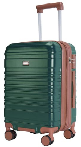QIMER Carry on Luggage, 20Inch Expandable Luggage Airline Approved Hard Shell PC Suitcases with Wheels 22x14x9 TSA Lock Durable Zipper Lightweight Travel for Men and Women, Dark Green