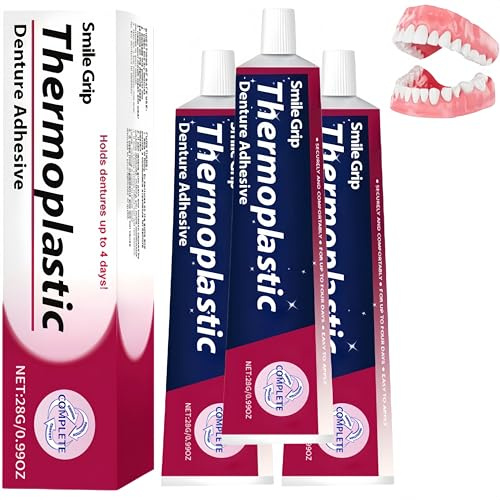 Thermoplastischer Haftkleber für Zahnprothesen, langlebiger und widerstandsfähiger Zahnprothesenreparaturen, Reparaturset für Zahnkronen, Zahnkleber für abgebrochene Zähne, Komfort (3 PCS)