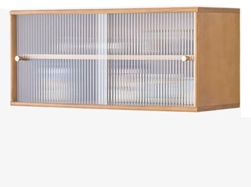 Väggmonterat köksskåp i trä med skjutdörr – hängande förvaringsskåp för sovrum vardagsrum balkong – multifunktionell hylla platsbesparande (trä B, 80 x 30 x 35 cm)