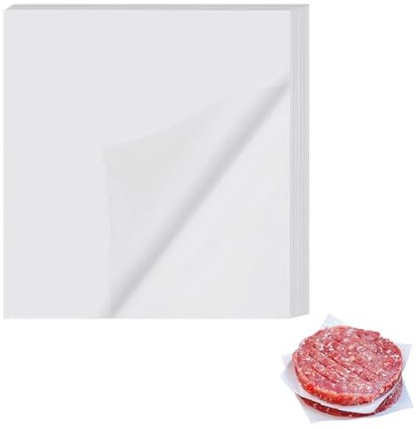 Bralucy 100 Stück Backpapier, 15×15cm Burger Papier, Ohne Pfas und Bpa Freezer Paper für Backen Grillen, Kochen, für Hamburger Separat Servieren