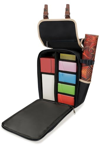 ENHANCE Designer Edition Compact MTG Backpack with Customizable Interior Fits Magic the Gathering, Lorcana & more - Accessory Pocket for Dice Bags, Booster Packs, Tag Trackers, Playmat Pocket (Black)