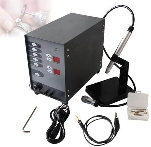 Saldatrice a punti per kit di gioielli permanente, regolabile 50-600 A, saldatrice automatica per oro massiccio e alluminio, include 2 pacchetti di saldatura