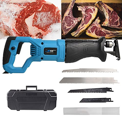 Sega elettrica per carne, 900 W/1300 W, multifunzione, per tagliare alimenti surgelati, legno, metallo, plastica, 4 lame incluse