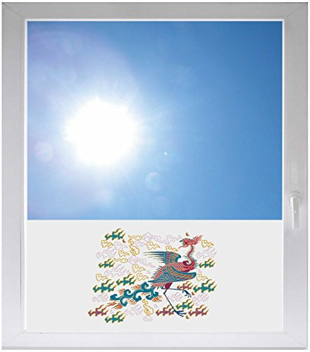 INDIGOS UG - Fensterfolie Blickdicht asiatischer Drachen - 800x500mm - Sonnenschutzfolie Fenster - Sichtschutzfolie Fenster Bad, Küche, Fenster, Milchglasfolie