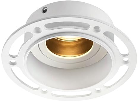 National Lighting Horizon Matt White Round Trimless Plaster in GU10 LED Anti Glare Low Profile Die Cast Tilt Rotate Ceiling Downlight Spotlight