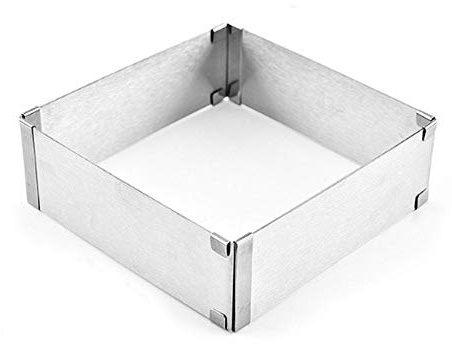 Cake Tin Stainless Steel Adjustable Square Cake Mould, Rectangular Baking Frame Fixed with Clamps, for Wedding Cake Mould and Dessert Mould (Large)