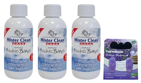 Mister CLean Kit 3pz Profumo Concentrato Per Bucato 250 ml : Muschio Bianco+ Relevi Proteggi & Profuma