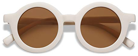 SOJOS Cute Round Polarized Sunglasses for Kids Girls Boys UV400 Protection De Sol Gafas Beach Holiday SK5606 Beige