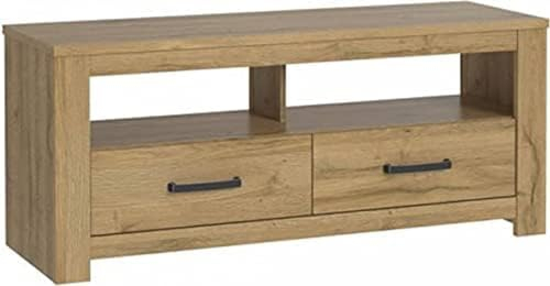 FORTE Havanna TV-Unterschrank mit 2 Schubladen, Holzwerkstoff, Alteiche, B x H x T: 126,7 x 54,1 x 42,2 cm