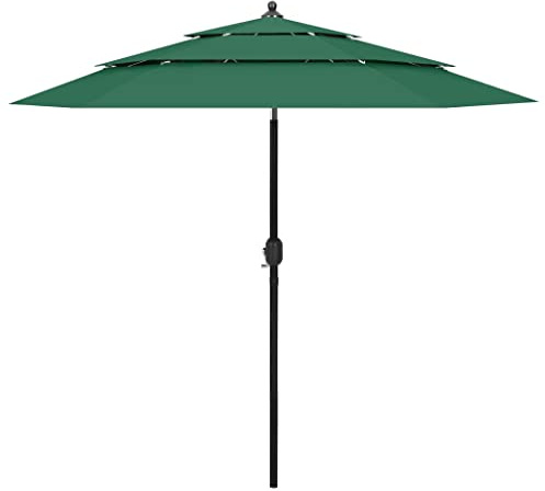 vidaXL Sonnenschirm mit Aluminium-Mast 3-lagig Ampelschirm Gartenschirm Marktschirm Strandschirm Kurbelschirm Schirm Terrasse Garten Grün 2,5m