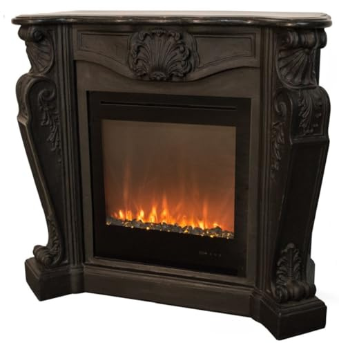 Casa Padrino cheminée Art Nouveau de Luxe avec Insert de cheminée à LED Noir 118 x 43 x H. 111 cm - Cheminée électrique de Luxe