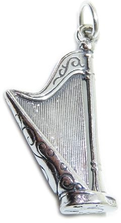 Harfe Sterling Silber Charm .925 x 1 String Music and Harps Charms