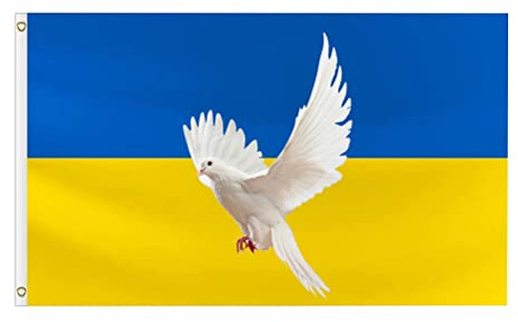 Flagge der Ukraine - Flagge der Ukraine die Friedenstaube, 90 x 150 cm, ukrainische Friedensflaggen aus Polyester, Gartenflagge der Ukraine mit Messingösen