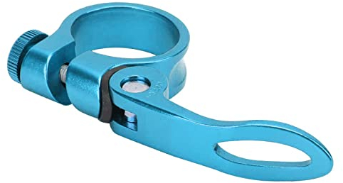 Agatige Fahrrad-Sattelstützenklemme, Schnellspanner-Sattelklemme aus Aluminiumlegierung für Straßen-Mountainbike XT-C68 31,8 mm(Blau)