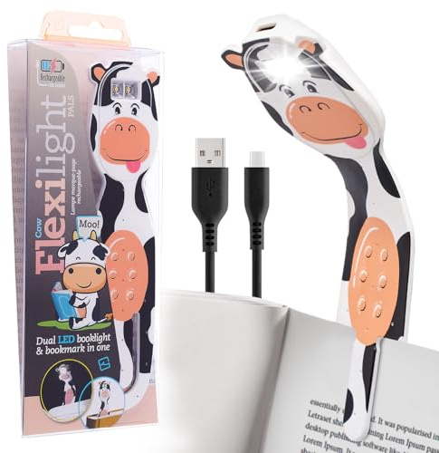 Flexilight wiederaufladbare Leselampe | 2 in 1 Lesezeichen Buch Licht | LED Clip On Leselampe | Kinder und Erwachsene Buchlampe | Buchzubehör | Geschenk für Leser, Buchliebhaber