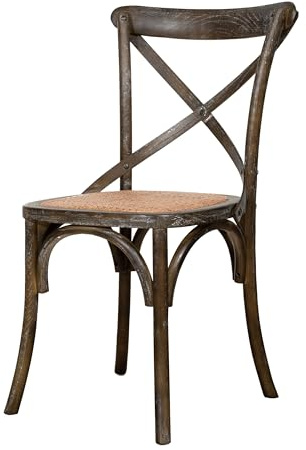 Biscottini Esszimmerstühle Holz landhausstil möbel 84x42x46 cm - Küchenstühle Holz - Rattanstühle esszimmermöbel Vintage - Bistrot Rattan Stuhl - Retro küchenmöbel - Esstisch stühle