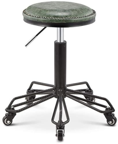 TAOZUYING Hocker auf Rädern Dentalhocker auf Rädern，Verstellbare Hocker mit rosa Kunstledersitz，Verstellbare Höhe 43-53 cm，Gestütztes Gewicht 160 kg，Gitarrenhocker Stühle mit Rückenlehne für die
