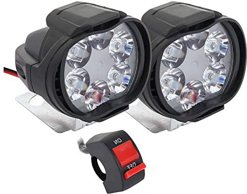 GOJEMA Phare Moto Feux Additionnels LED, 2Pcs Phares Avant Phares Supplémentaires pour Moto 12V Anti Brouillard Projecteur Spot avec Interrupteur pour Truck Moto Quad Scooter
