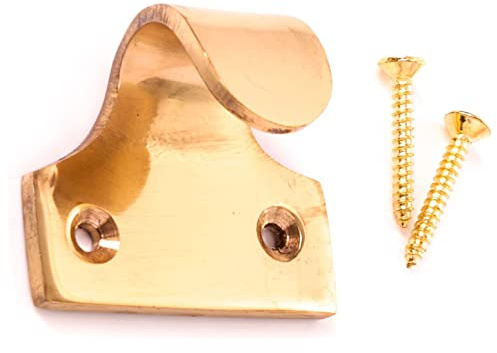 Solid Brass Sash Window Lifts with Screws Traditional Victorian Polished Brass Sash Lift Heavy Duty Sash Window Lift Pull Sliding Handle Finger Push or Pull Slide Handles Pack of 10.