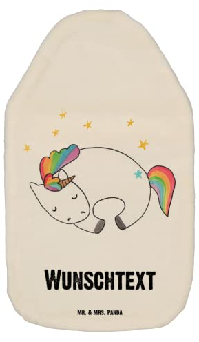Mr. & Mrs. Panda Personalisierte Wärmflasche Einhorn Nacht - Weiß