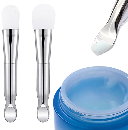 2 Pezzi Spazzola per Maschera Viso in Silicone Pennello per Maschera in Setole Morbide Pennelli per Applicare Maschera Facciale Spazzola Pulizia Viso
