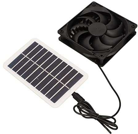3 W 5 V Solarbetriebenes Ventilator Set, Solarbetriebener Luftventilator, Tragbares Solar Abluftventilator Set für Haustierhäuser, Wohnmobile, Küche, Gewächshaus
