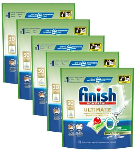 Finish Ultimate Spülmaschinen-Kapseln, 0 %, 5 Packungen mit je 30 Kapseln