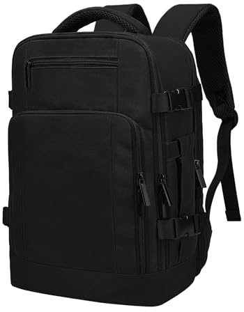 ZHXX Mochila Viaje Cabina Avion 40x30x20, Mochila Cabina para Ryanair, Bolsa de Viaje Ryanair 40x20x30 Es Impermeable, Equipaje de Mano con Puerto de Carga y Bolsillo Antirrobo. (Negro)
