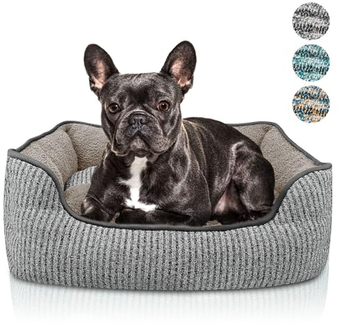 bluzelle Hundebett für mittelgroße Hunde, Hundekorb Hundesofa Hundekissen Hundecouch Tierbett, Waschbar rutschfest Herausnehmbares Kissen Bequem Flauschig Plüsch Teddy-Fell, Größe M, Farbe:Grau