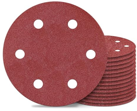 HOTCKB 15 Stück Schleifpapi 225mm Klett Schleifscheiben 6 Loch Exenterschleifpapier Körnung 80