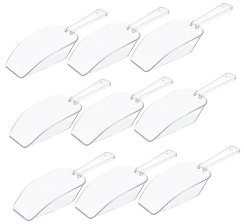 Ciieeo Pala Para Hielo y Cuchara Medidora Transparentes, Tamaño Pequeño, Plástico Seguro, Multiusos Para Cocina y Postres, Ideales Para Eventos, Pack 10 Unidades