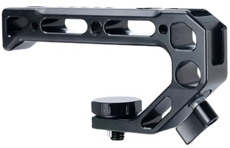 TOPCINE Griff oben mit 3/8-Zoll-16 ARRI Positionierungsstiften für Kamerakäfig-Rig-Zubehör, Universal-Handgriff mit 4 Kaltschuh-Adaptern zur Montage von DSLR-Kamera mit Mikrofon, LED-Lichtmonitor,