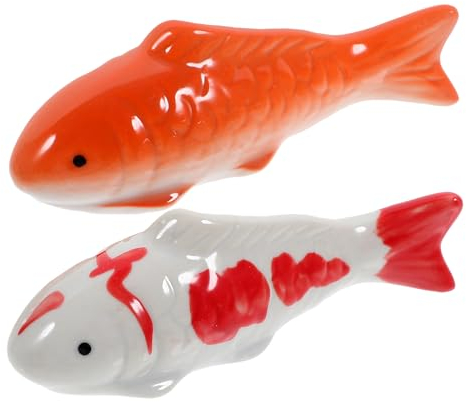 BESPORTBLE Pack of 2 Floating Ceramic Fish for Aquariums Goldfish Koi Fish Realistic Artificial Fish Aquarium Decorations Desktop Ornaments Fairy Garden Pond Decorations