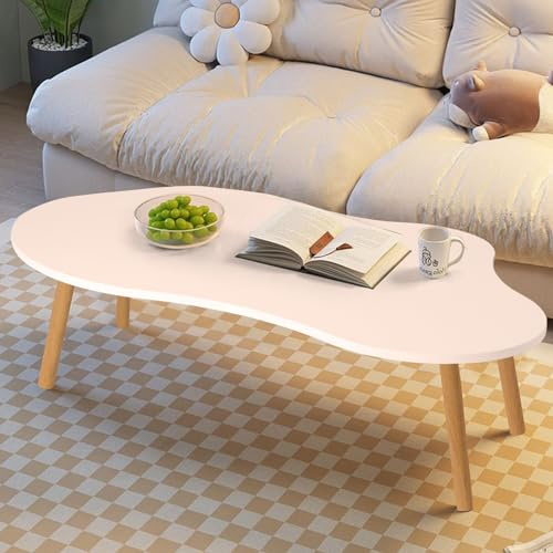 Washranp Mesa de Centro Pequeña de Nube - Moderna de Mediados de Siglo, Blanca, Minimalista para Sala de Estar
