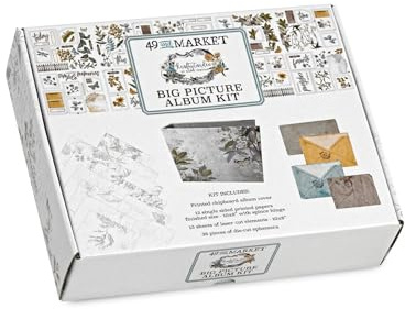 49 And Market Krafty Garden Big Picture Album Kit – Complete 12-Page Scrapbook Album Kit with Chipboard Cover, Printed Papers, Laser Cut Elements, and Ephemera – 10x8 Pages