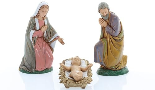 Moranduzzo Nativité 3 Personnages 10 cm Échelle 1:20 – Standard 10 – Style '700, Figurines Incassables, Peintes à la Main, Produit Officiel, Made in Italy, Sculpteur M. Landi