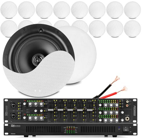 3-Zone Matrix PA System with 18x NCSP6 6.5 Ceiling Speakers, Commercial Audio System for Restaurants, Pubs, Multi Zone Control, Class D Amplifier, Phono and RCA Inputs, Commercial Ceiling Speaker