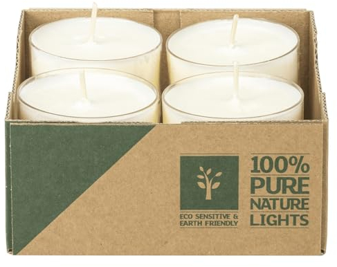 EDZARD 8 Stück Maxi Teelichter, weiß, Rapswachs, transparente Kunststoffhülle, Brenndauer ca. 10h