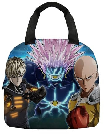 One Punch Man Anime Lunch Bag, Saitama/Tatsumaki/Genos Meal Bag Portable Lunch Box for Kids Boys Girls School Picnic