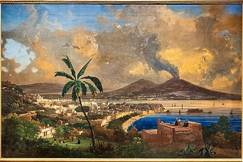 ENYLUFUT Berühmte Gemälde Art Leinwandbilder Drucken Ölgemälde Ansicht von Neapel von Ippolito Caffi Jahrgang Wandkunst für Schlafzimmer Home Decor 60x90cm