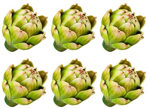Funzhan 6pcs Small Faux Artichokes Decoration Realistic Artificial Artichoke Vegetable and Fruit Fake Artichokes Bowl Vase Fillers for Home Kitchen Decor - Green