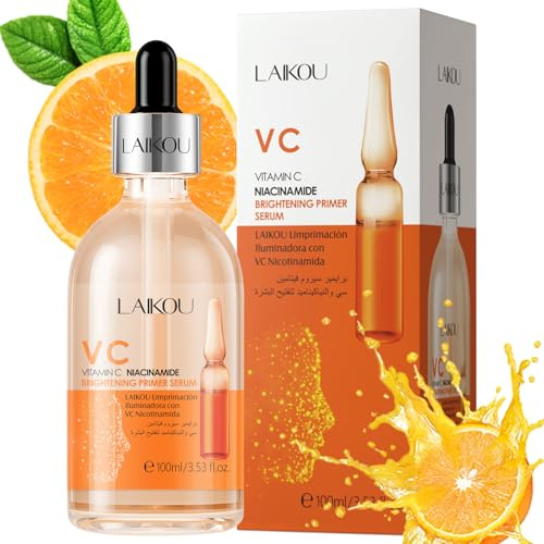 Återfuktande Ansiktsserum 100 ml – Fuktgivande Essence för Alla Hudtyper, Effektiv mot Mörka Fläckar, Rynkor och Ger Lyster (100ml, Vitamin C)