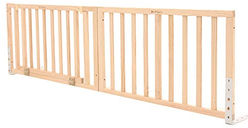 VEYACGOS Bettgitter Bettschutzgitter Stoßstange, Holz Abklappbar Verstärkter Anker Sicherheits-Seitengitter, Für Doppelbett 1Pack,Holzfarbe,190 * 49cm