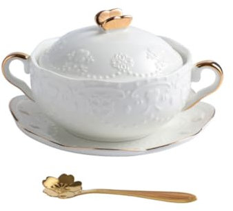 PHENOFICE Keramik Schale Einfache Dampfschale Aus Keramik Für Suppe Mit Deckel Hitzebeständig Für Küche Und Restaurant Und Leicht Zu Tragen