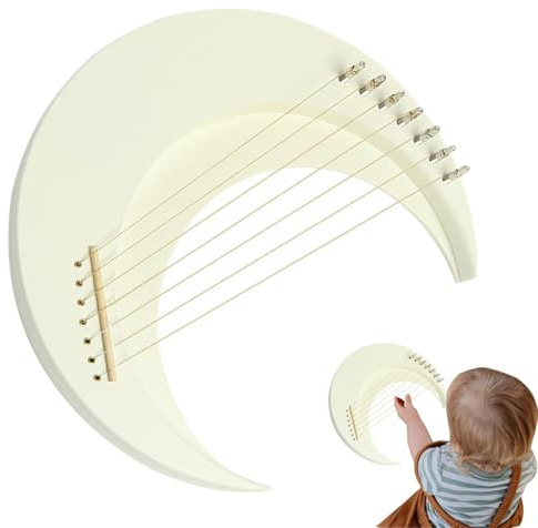 Harfensaiteninstrument | Hölzerne Lyra-Harfe, 7 Saiten, Mondlyra-Klavier – -Musikinstrument, tragbares Harfeninstrument